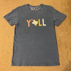 Callie Danielle Blue Graphic Y’all T-Shirt with Colorful Print.
